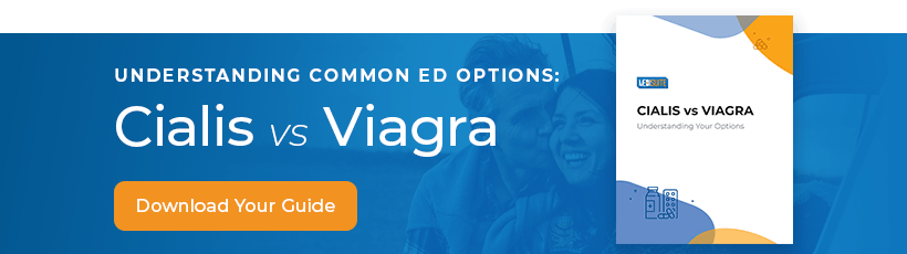 A call to action offering readers a guide that compares Cialis and Viagra
