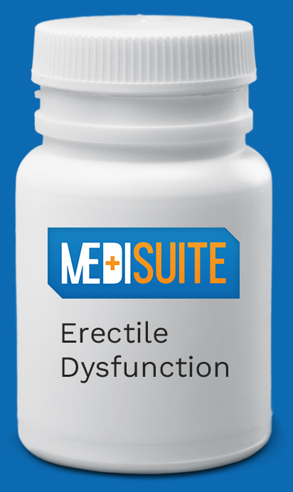 Erectile dysfunction medication in a pill bottle